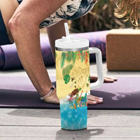 Hawaiian Alohawaii Tumbler With Handle Tropical Plants and Animals on The Beach - Polynesian Pride