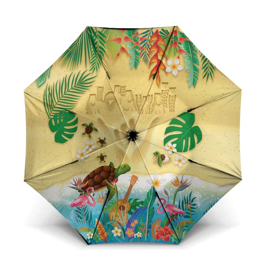 Hawaiian Alohawaii Umbrella Tropical Plants and Animals on The Beach - Polynesian Pride