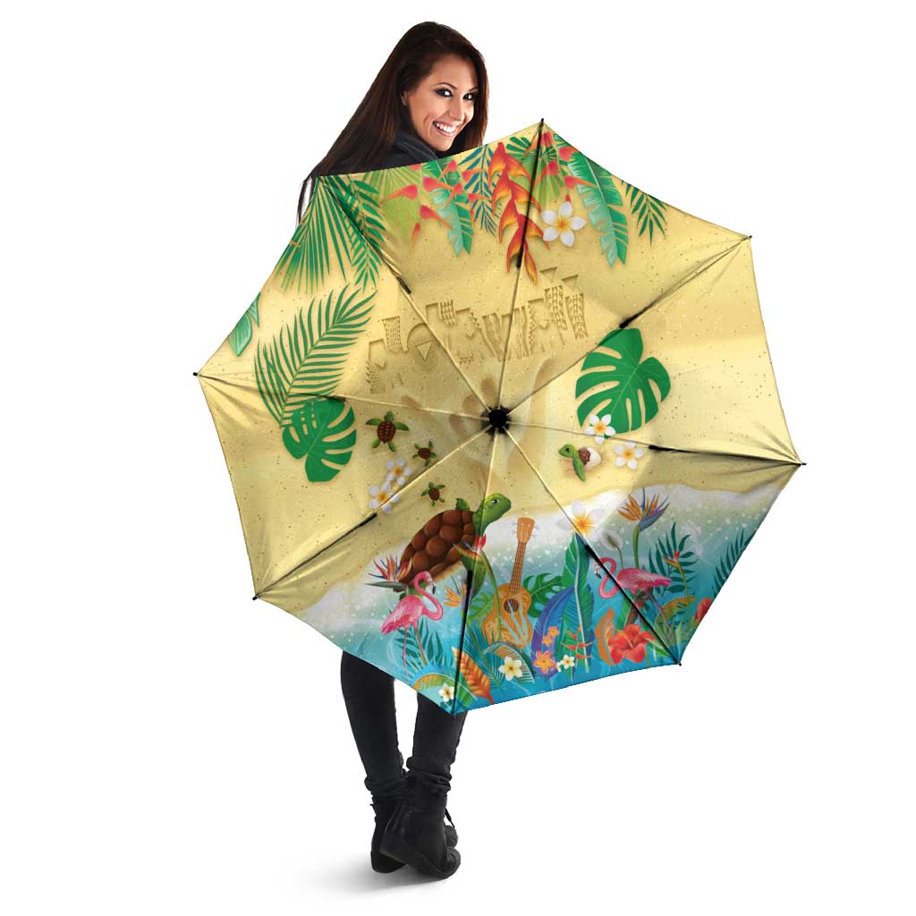 Hawaiian Alohawaii Umbrella Tropical Plants and Animals on The Beach - Polynesian Pride
