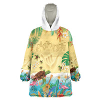 Hawaiian Alohawaii Wearable Blanket Hoodie Tropical Plants and Animals on The Beach - Polynesian Pride