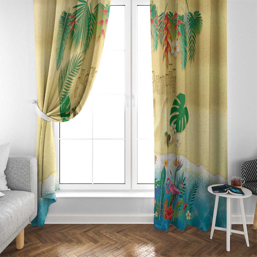 Hawaiian Alohawaii Window Curtain Tropical Plants and Animals on The Beach - Polynesian Pride