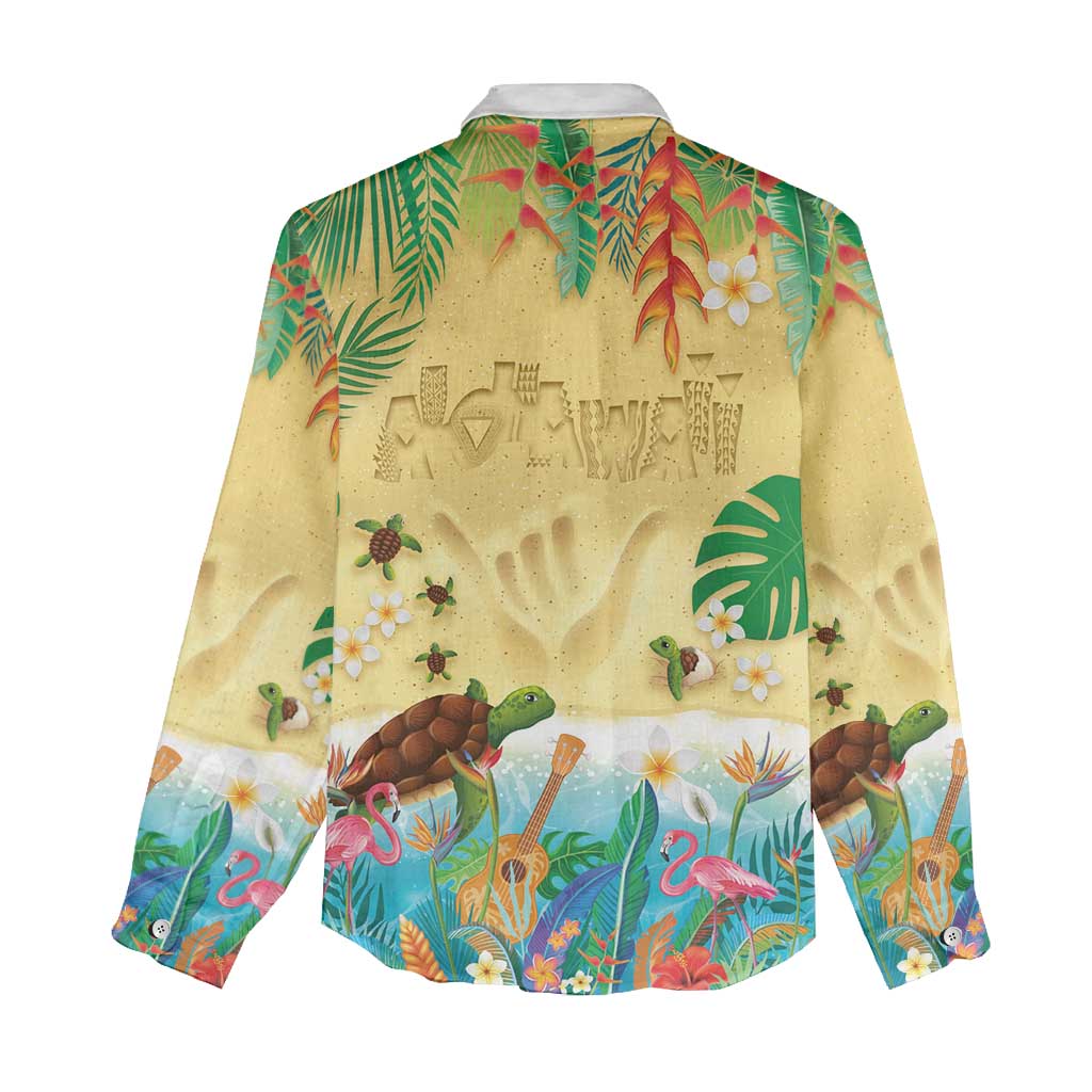 Hawaiian Alohawaii Women Casual Shirt Tropical Plants and Animals on The Beach - Polynesian Pride