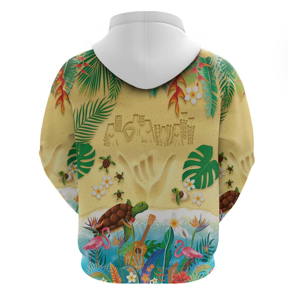 Hawaiian Alohawaii Zip Hoodie Tropical Plants and Animals on The Beach - Polynesian Pride