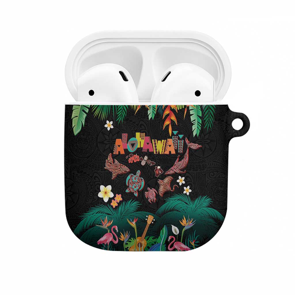 Hawaiian Alohawaii AirPods Case Tribal Sea Animals Tattoo and Tropical Plants - Polynesian Pride