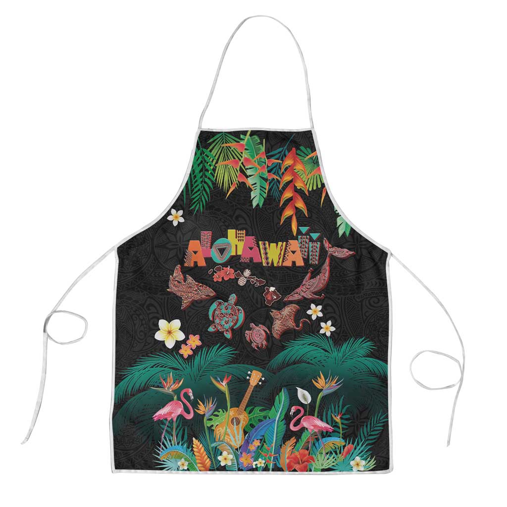 Hawaiian Alohawaii Apron Tribal Sea Animals Tattoo and Tropical Plants - Polynesian Pride