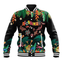 Hawaiian Alohawaii Baseball Jacket Tribal Sea Animals Tattoo and Tropical Plants - Polynesian Pride