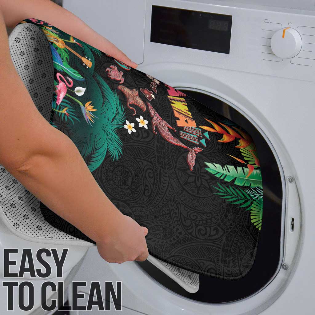 Hawaiian Alohawaii Bathroom Set Tribal Sea Animals Tattoo and Tropical Plants - Polynesian Pride