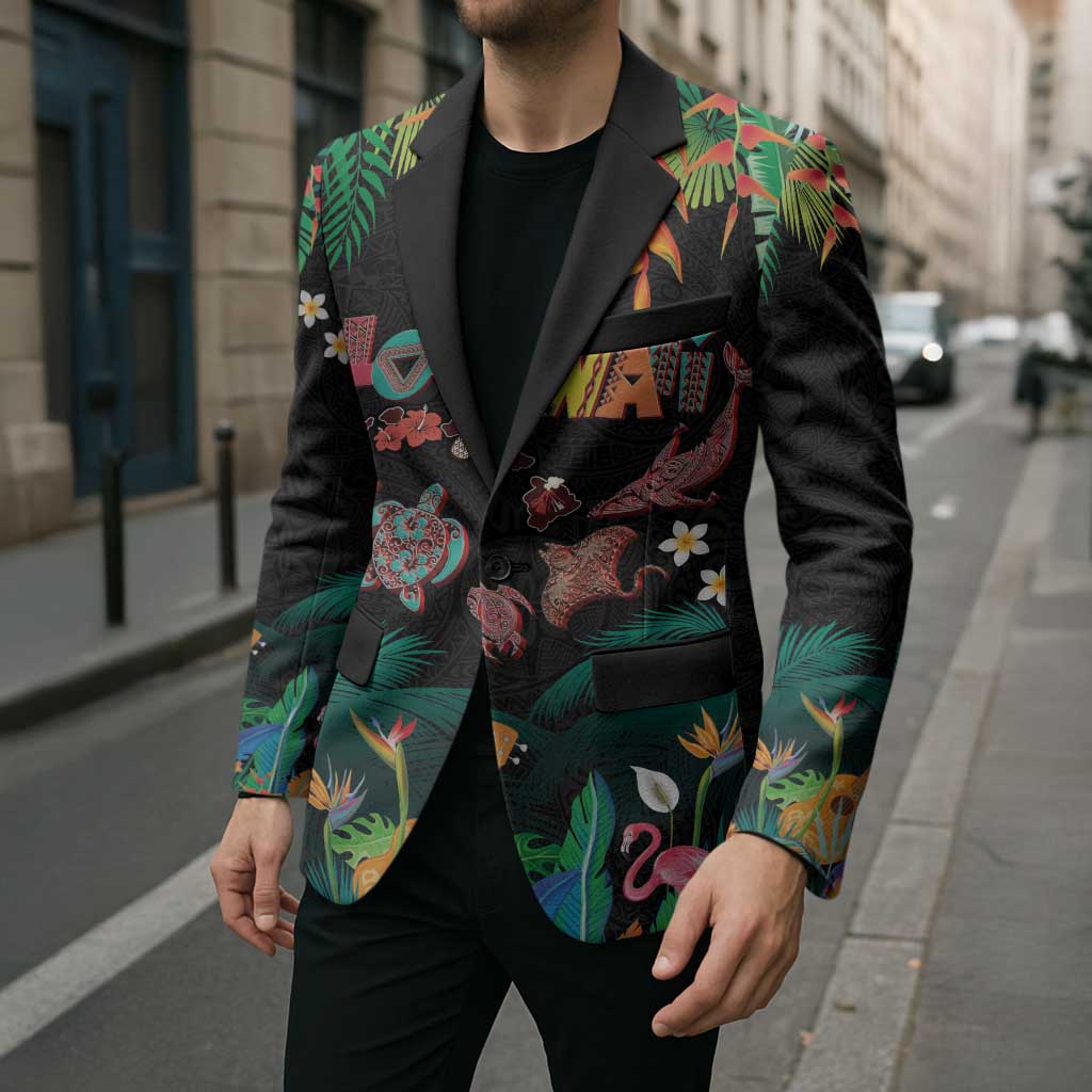 Hawaiian Alohawaii Blazer Tribal Sea Animals Tattoo and Tropical Plants - Polynesian Pride