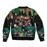 Hawaiian Alohawaii Bomber Jacket Tribal Sea Animals Tattoo and Tropical Plants - Polynesian Pride