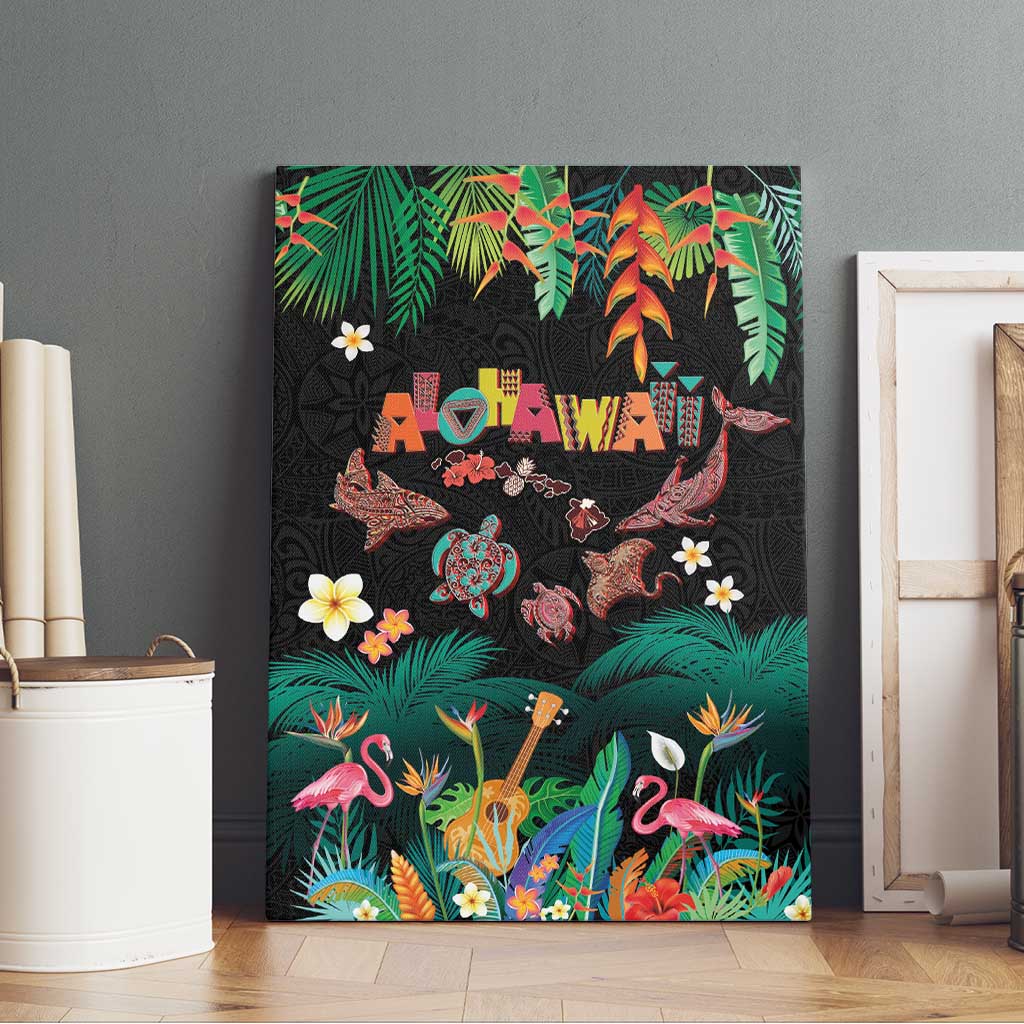 Hawaiian Alohawaii Canvas Wall Art Tribal Sea Animals Tattoo and Tropical Plants - Polynesian Pride