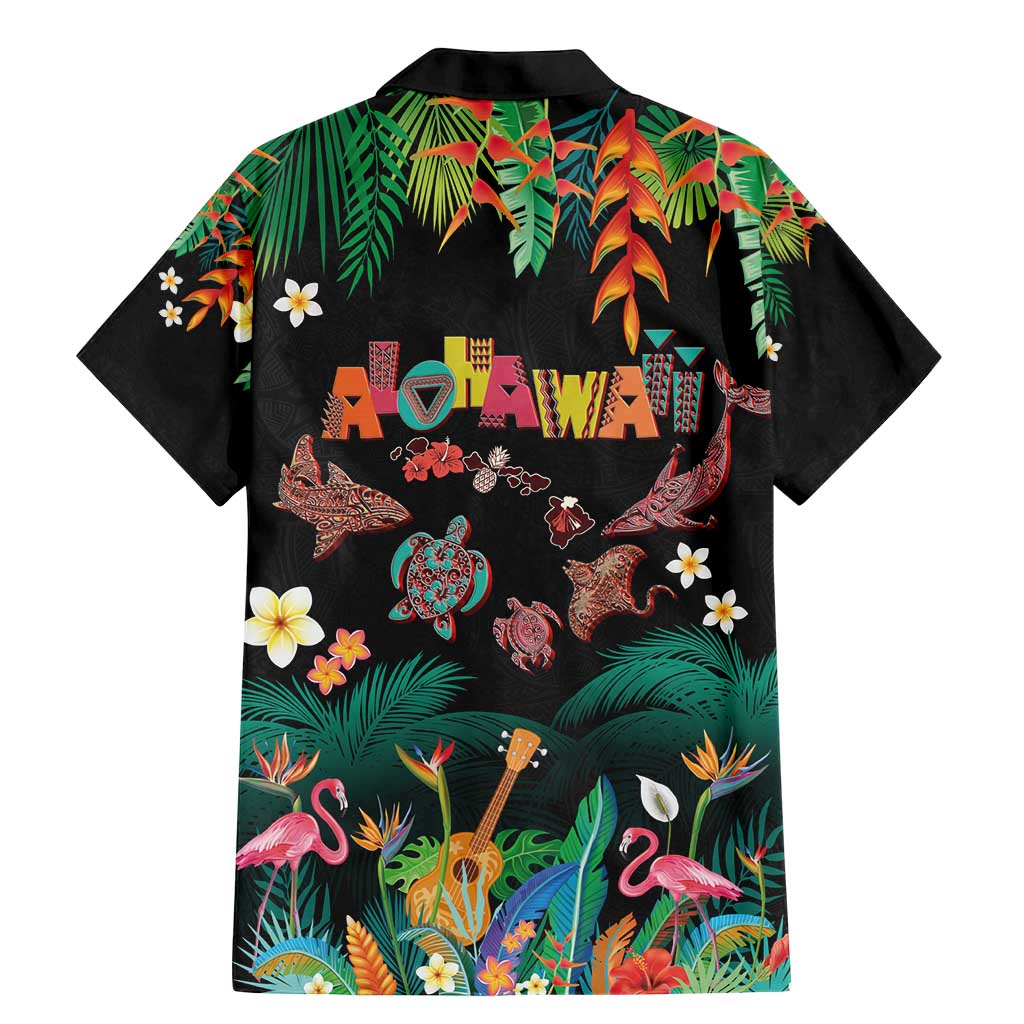 Hawaiian Alohawaii Family Matching Mermaid Dress and Hawaiian Shirt Tribal Sea Animals Tattoo and Tropical Plants - Polynesian Pride