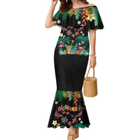 Hawaiian Alohawaii Family Matching Mermaid Dress and Hawaiian Shirt Tribal Sea Animals Tattoo and Tropical Plants - Polynesian Pride