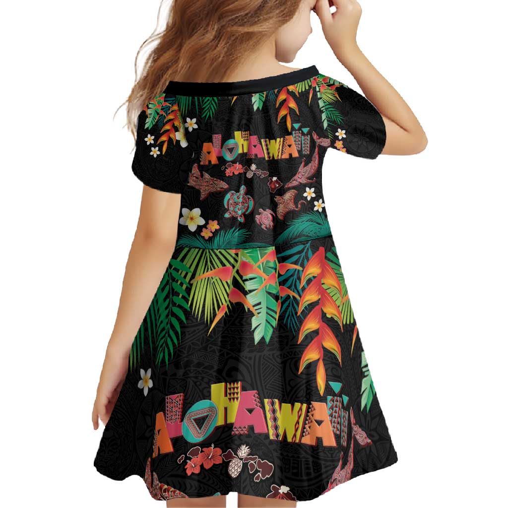 Hawaiian Alohawaii Family Matching Summer Maxi Dress and Hawaiian Shirt Tribal Sea Animals Tattoo and Tropical Plants - Polynesian Pride