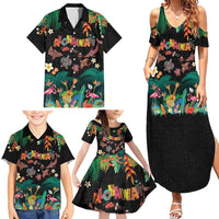 Hawaiian Alohawaii Family Matching Summer Maxi Dress and Hawaiian Shirt Tribal Sea Animals Tattoo and Tropical Plants - Polynesian Pride