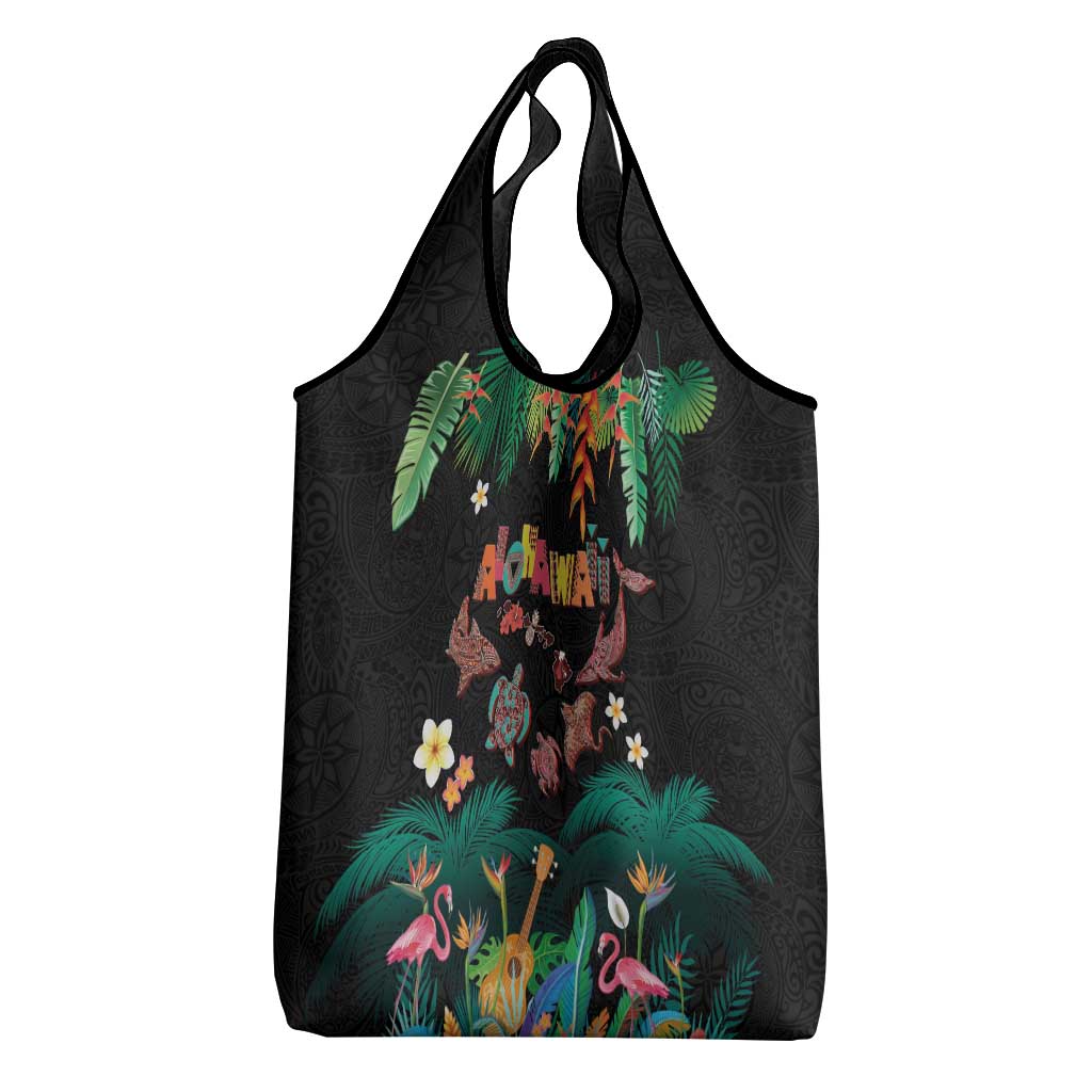 Hawaiian Alohawaii Grocery Bag Tribal Sea Animals Tattoo and Tropical Plants - Polynesian Pride