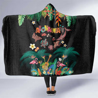Hawaiian Alohawaii Hooded Blanket Tribal Sea Animals Tattoo and Tropical Plants - Polynesian Pride