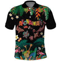 Hawaiian Alohawaii Polo Shirt Tribal Sea Animals Tattoo and Tropical Plants - Polynesian Pride