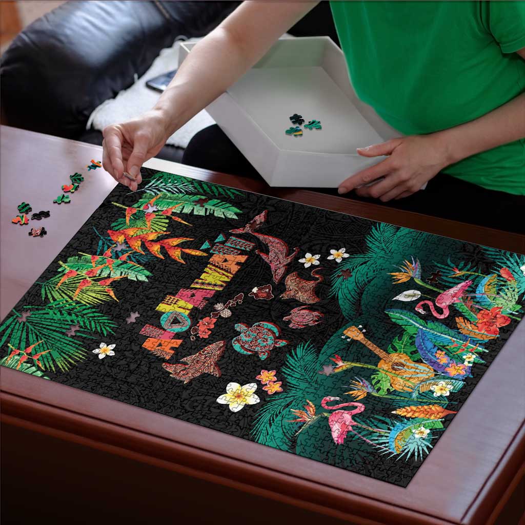 Hawaiian Alohawaii Puzzle Tribal Sea Animals Tattoo and Tropical Plants - Polynesian Pride