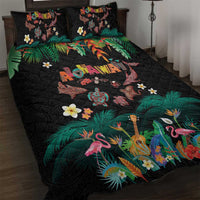 Hawaiian Alohawaii Quilt Bed Set Tribal Sea Animals Tattoo and Tropical Plants - Polynesian Pride
