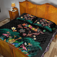 Hawaiian Alohawaii Quilt Bed Set Tribal Sea Animals Tattoo and Tropical Plants - Polynesian Pride