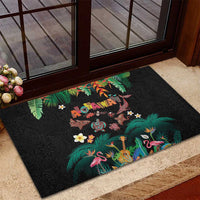 Hawaiian Alohawaii Rubber Doormat Tribal Sea Animals Tattoo and Tropical Plants - Polynesian Pride