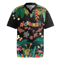 Hawaiian Alohawaii Rugby Jersey Tribal Sea Animals Tattoo and Tropical Plants - Polynesian Pride