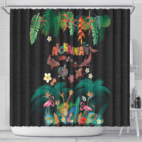 Hawaiian Alohawaii Shower Curtain Tribal Sea Animals Tattoo and Tropical Plants - Polynesian Pride