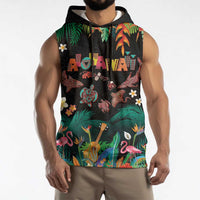 Hawaiian Alohawaii Sleeveless Hoodie Tribal Sea Animals Tattoo and Tropical Plants - Polynesian Pride