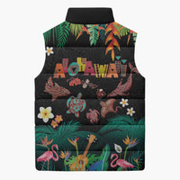 Hawaiian Alohawaii Sleeveless Puffer Jacket Tribal Sea Animals Tattoo and Tropical Plants - Polynesian Pride