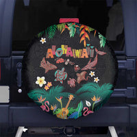 Hawaiian Alohawaii Spare Tire Cover Tribal Sea Animals Tattoo and Tropical Plants - Polynesian Pride