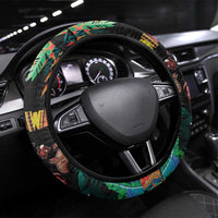 Hawaiian Alohawaii Steering Wheel Cover Tribal Sea Animals Tattoo and Tropical Plants - Polynesian Pride