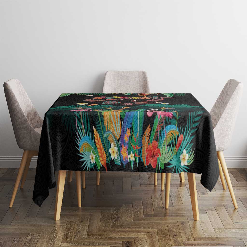 Hawaiian Alohawaii Tablecloth Tribal Sea Animals Tattoo and Tropical Plants - Polynesian Pride