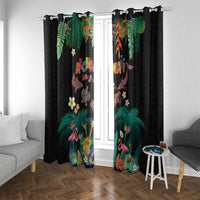 Hawaiian Alohawaii Window Curtain Tribal Sea Animals Tattoo and Tropical Plants - Polynesian Pride