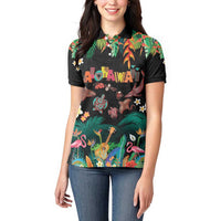 Hawaiian Alohawaii Women Polo Shirt Tribal Sea Animals Tattoo and Tropical Plants - Polynesian Pride