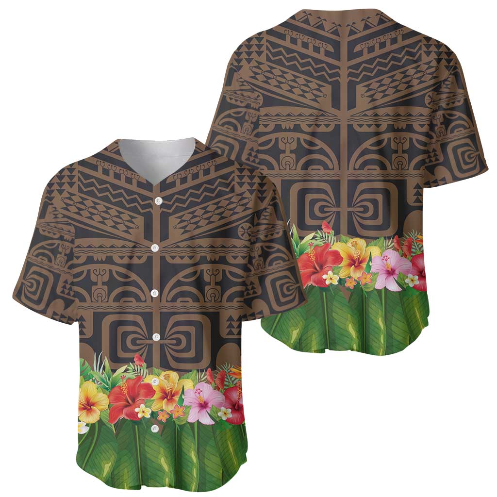 Hawaiian Hula Costume Baseball Jersey Tribal Tattoo and Tropical Plants Skirt - Polynesian Pride