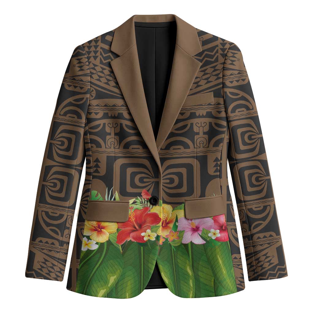 Hawaiian Hula Costume Blazer Tribal Tattoo and Tropical Plants Skirt - Polynesian Pride
