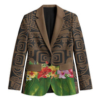 Hawaiian Hula Costume Blazer Tribal Tattoo and Tropical Plants Skirt - Polynesian Pride