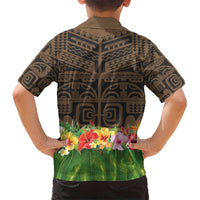Hawaiian Hula Costume Hawaiian Shirt Tribal Tattoo and Tropical Plants Skirt - Polynesian Pride