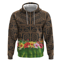 Hawaiian Hula Costume Hoodie Tribal Tattoo and Tropical Plants Skirt - Polynesian Pride