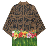 Hawaiian Hula Costume Kimono Tribal Tattoo and Tropical Plants Skirt - Polynesian Pride