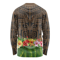 Hawaiian Hula Costume Long Sleeve Shirt Tribal Tattoo and Tropical Plants Skirt - Polynesian Pride
