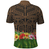 Hawaiian Hula Costume Polo Shirt Tribal Tattoo and Tropical Plants Skirt - Polynesian Pride