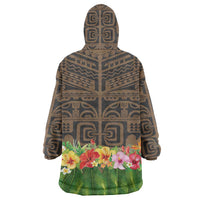 Hawaiian Hula Costume Wearable Blanket Hoodie Tribal Tattoo and Tropical Plants Skirt - Polynesian Pride
