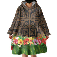 Hawaiian Hula Costume Wearable Blanket Hoodie Tribal Tattoo and Tropical Plants Skirt - Polynesian Pride