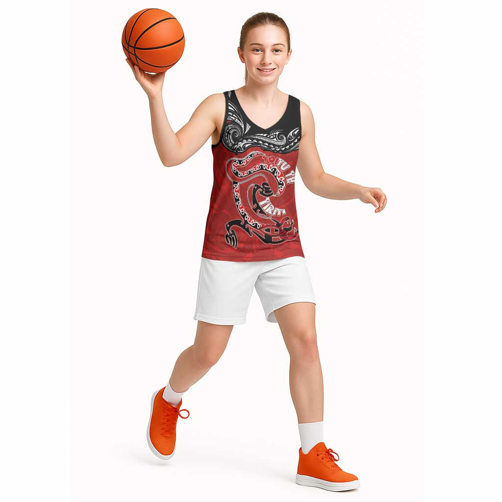 Personalised Aotearoa Toitu Te Tiriti Basketball Jersey Taniwha Tribal Motifs LT03 - Polynesian Pride