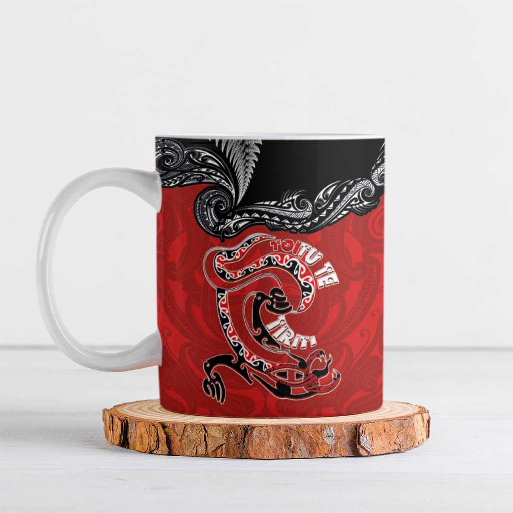 Aotearoa Toitu Te Tiriti Ceramic Mug Taniwha Tribal Motifs