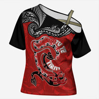 Personalised Aotearoa Toitu Te Tiriti Cross Shoulder Shirt Taniwha Tribal Motifs LT03 Female Multicolor - Polynesian Pride