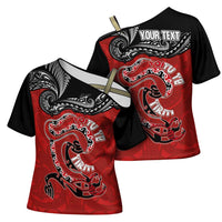 Personalised Aotearoa Toitu Te Tiriti Cross Shoulder Shirt Taniwha Tribal Motifs LT03 - Polynesian Pride