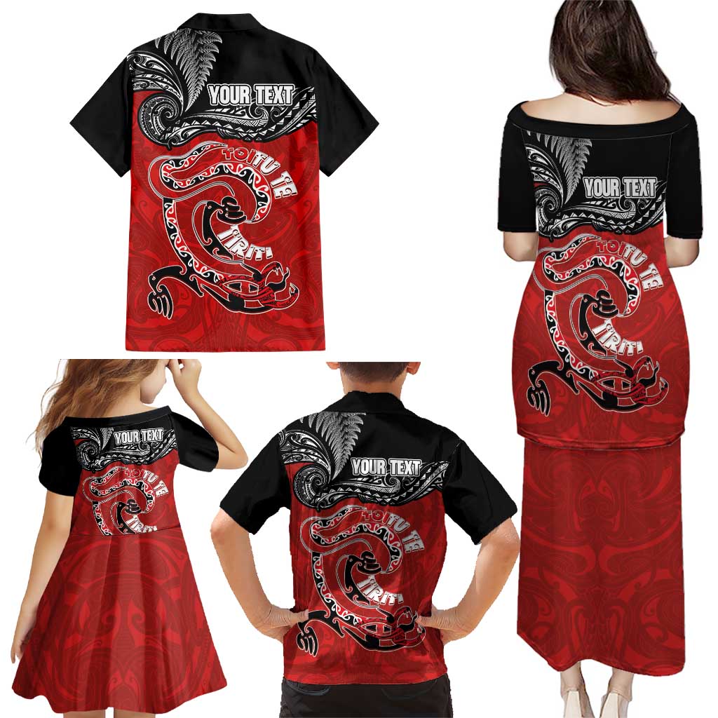 Personalised Aotearoa Toitu Te Tiriti Family Matching Puletasi and Hawaiian Shirt Taniwha Tribal Motifs LT03 - Polynesian Pride