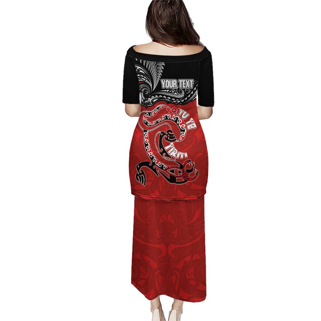 Personalised Aotearoa Toitu Te Tiriti Family Matching Puletasi and Hawaiian Shirt Taniwha Tribal Motifs LT03 - Polynesian Pride